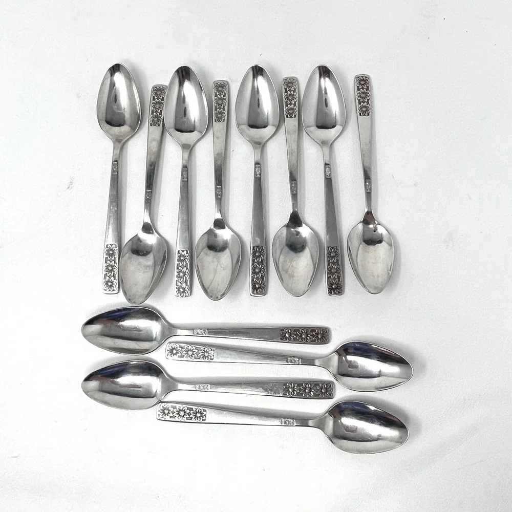 Rogers‎ Suncrest Stainless Flatware Set 35pc Floral Daisy Japan Mid Century READ